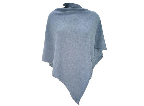Dame Poncho ensfarget 60x60 lys blå 